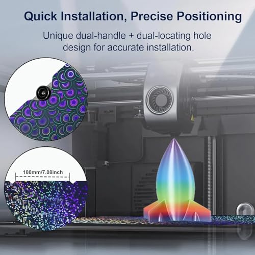 IdeaFormer-3D K1 Max Build Plate 310x315mm, Smooth Rainbow Circles+Kaleidoscope PEK Bed Without Magnetic Base for Creality K1 Max/Ender 3 V3 Plus 3D Printer - color: Rainbow Circles+Kaleidoscope PEK