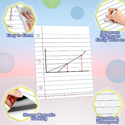 Aizweb Giant Magnetic Lined Notebook Paper,2 Dry Erase Sheets,Total Area 17" x 21.5",Handwriting Practice for Classroom Whiteboard,Chart Paper Teacher Must Have Homeschool Teaching Supplies - style: Notebook