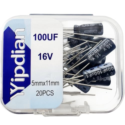 Electrolytic Capacitor YYipdian 100uF 16V 5x11mm High Temperature Resilience Aluminum Capacitors (Pack of 20) - size: 100uF 16V 5x11mm 20PCS
