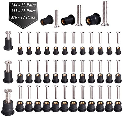 WEDAMER 36 Pairs M4 M5 M6 Neoprene Well Nuts Kit Rubber Well Nuts for Kayak - color: M4 M5 M6 each 12 Pairs