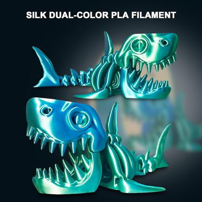 YOUSU Silk PLA Filament 1.75mm, 3D Printer Filament Coextrusion Filament Dual Color, Compatible with Most of 3D Printer, Silk Blue Green 1kg(2.2lbs). - color: 2-blue/Green