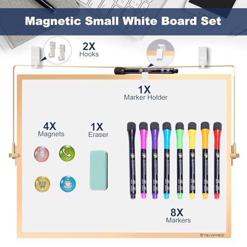 TSJ OFFICE Small White Board - 12 X 16 Inches Gold Framed Dry Erase Board - color: Gold, size: 16"W x 12"H