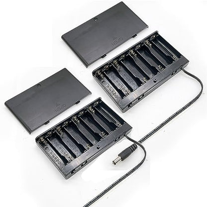 OPSFALCON 8 AA Battery Holder, 8AA Battery Case Box Holder, 8 x 1.5V AA Battery Holder Case Box with On/Off Switch and Cover, with DC Cable, 12V, 2-Pack (8AA-2PCS) - size: 8AA-2Pack