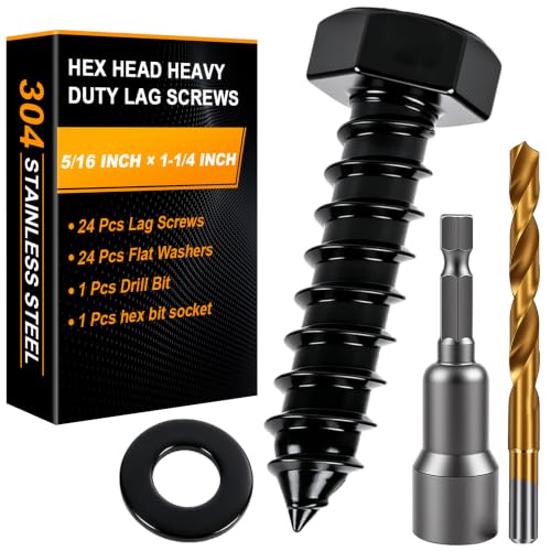 Hex Head Lag Bolts for Wood, 5/16" x 1-1/4", Lag Screws 24 PCS - size: 5/16" x 1-1/4"