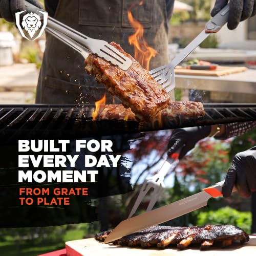 Dalstrong 4-Pc BBQ Grill Tool Set - Knife, Fork, Spatula & Locking Tongs - size: 4pc Grill Set