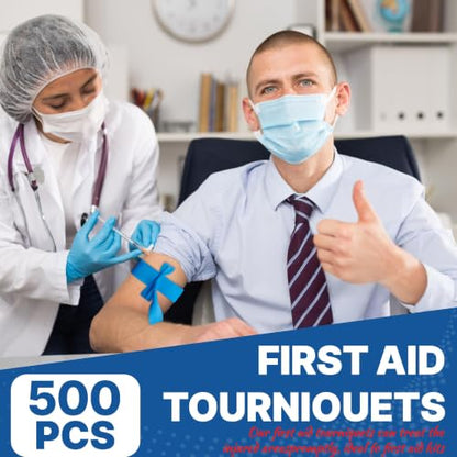 500 Pcs Disposable Tournique, Ourniquet for Blood Draw, 1 inch Wide x 18 inch Long, Latex-Free and Tear-Resistant, Medical Emergency Supplies for Nursing, Travel, and Outdoor First Aid - color: 500 Pcs