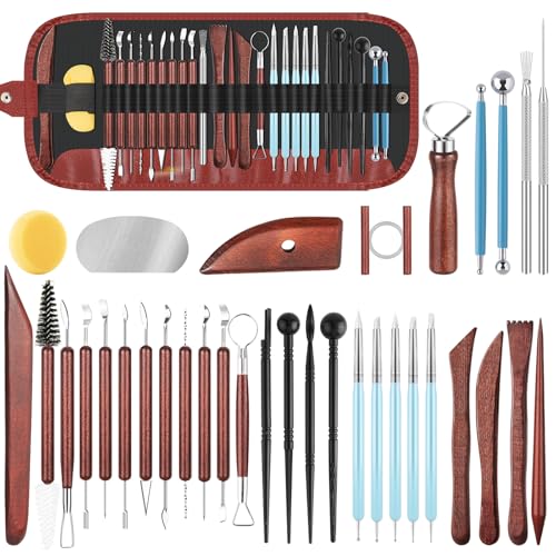 36PCS Pottery Tools and Supplies, Ceramic Polymer Tools Kit, Clay Tools Sculpting Set for Pottery Kiln, Pottery Wheel, Carving, Shaping, Dotting, Molding, Modeling, Air Dry Clay, Crafting Supplies - color: 36PCS