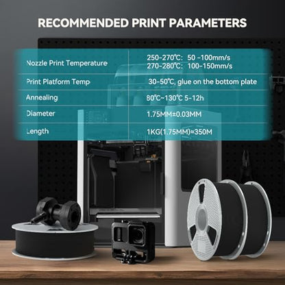 SUNLU Nylon Filament 1.75mm, Nylon 6+66 PA Filament, 1KG, Natural White - color: 1kg Nylon Natural (Hex Code: #F6f2e8), size: Nylon