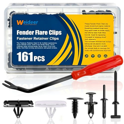 weideer 161PCS Fender Flare Clips for Jeep Wrangler,Fastener Retainer Clips - color: BK-7 in 1 Kit