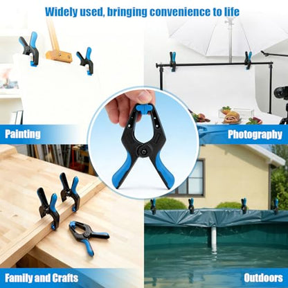 12 Pack 4 inch Heavy Duty Spring Clips, Plastic Spring Clamps for Woodworking, Backdrop Stand, Pool Cover, Photography, Crafts - size: 4" Pack of 12