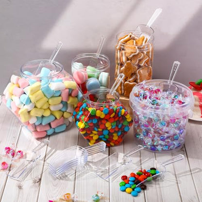 Sawysine 12 Pcs 5.5'' Mini Clear Plastic Acrylic Scoops Multi Purpose