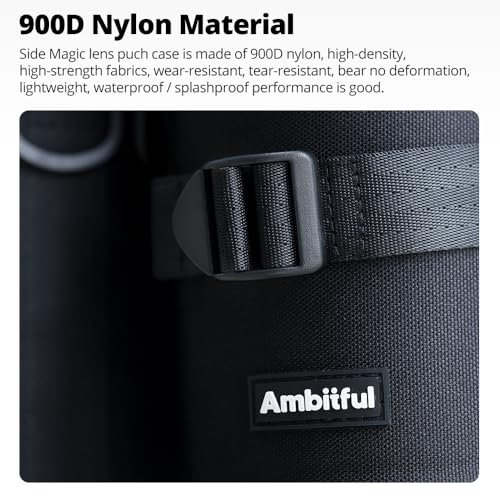 AMBITFUL 4.33 × 8.86 in Thick Camera Lens Pouch Case, Protection Lens bag - color: Black