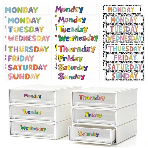 42 PCS Days of The Week Stickers for Drawers and Clothes Organizer