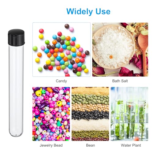 PATIKIL 30ml Test Tubes, 10pcs 5.91x0.79in Glass Clear Round Bottom Test Tube Containers with Plastic Cap for Bead Party Candy Bath Salt Storage Scientific Experiment Plant Propagation - size: 30ml