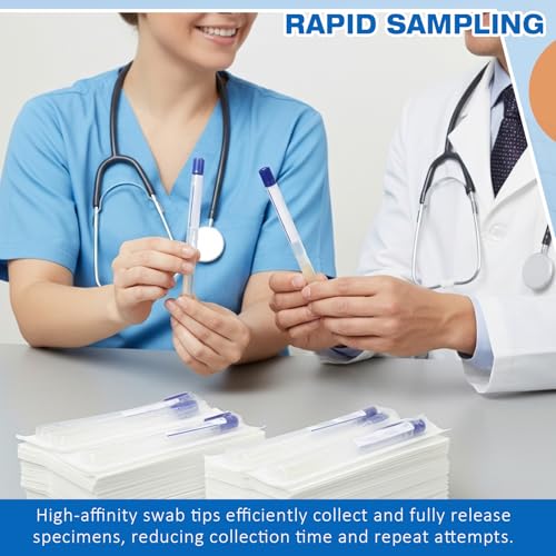 TrelaCo 25 Pcs Transport Swab with Preservation Gel, Plastic Shaft with Rayon Tip for Sample Collection and Recovery