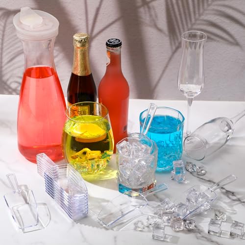 Sawysine 12 Pcs 5.5'' Mini Clear Plastic Acrylic Scoops Multi Purpose