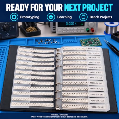 SMD Component Assortment Kit, 7,350 Pieces, 0805 Resistor Capacitor Book