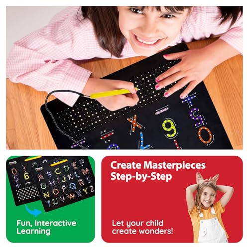 PicassoTiles 2in1 Magnetic Drawing Board Toy 12x10 In Large Magnet Bead Pad with Alphabet and Math Side in Black STEM Educational Writing Playboard Reusable Erasable Learning Tablet for Kids PTB02-BLK - style: 2-in-1 Alphabet&Num