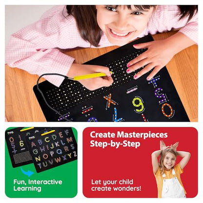 PicassoTiles 2in1 Magnetic Drawing Board Toy 12x10 In Large Magnet Bead Pad with Alphabet and Math Side in Black STEM Educational Writing Playboard Reusable Erasable Learning Tablet for Kids PTB02-BLK - style: 2-in-1 Alphabet&Num