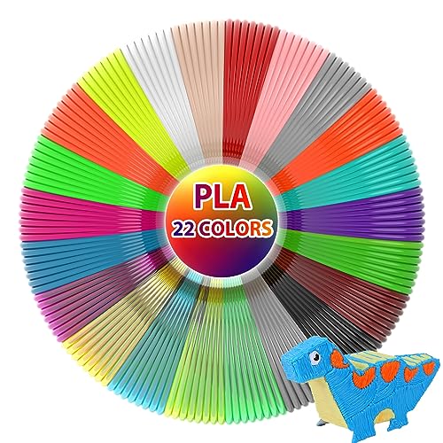 3D Pen Filament Refills, 22 Colors, 1.75mm PLA, 220 Feet - color: 10 Feet Each, 22 Colors