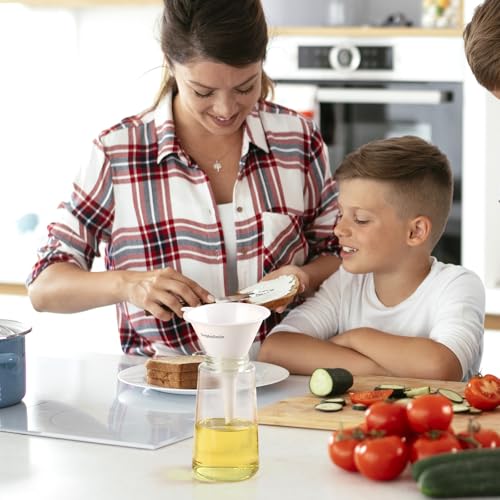 Plastic Kitchen Funnel Set of 3, Round Kitchen Funnels for Filling Bottles, Durable and Multifunctional Funnels for Filling Canning, Cooking, Lab or Car Oil (White) - color: White