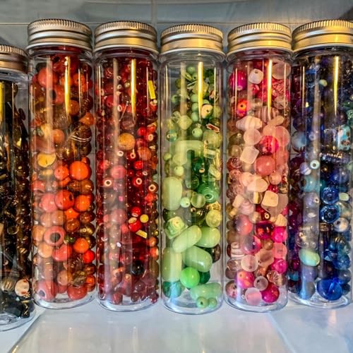 40 PCS 110ml Clear Plastic Test Tubes with Screw Caps, 140 x 32mm Flat Test Tubes, Plastic Storage Tubes for Bath Salt and Candy Storage, Science Party Favors