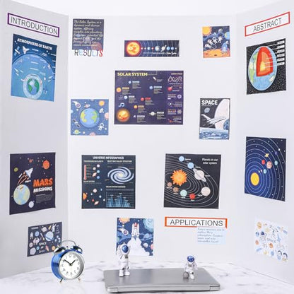 HAUTOCO 3 Pcs Small Trifold Poster Board 21 x 14 inches and 2 Pack 36'' x 48'' Trifold Poster Board Large Tri Fold Project Boards for Science Fairs, School Projects, Event Displays, Business