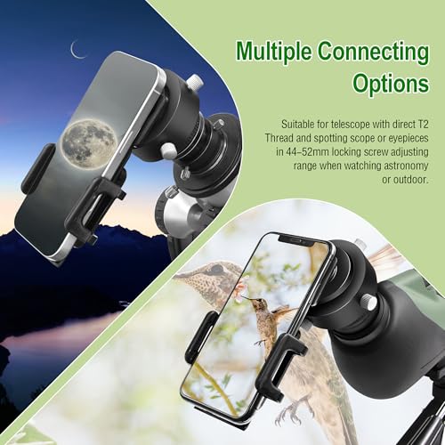 Astromania Smartphone Adapter with T2 Thread and Eyepiece Adapter 44-52mm - size: IPhone and Eyepiece Adapter 44 - 52mm