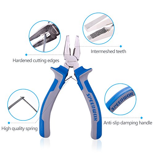 SPEEDWOX Micro Linemans Pliers Mini Combination Pliers 5 Inches Small Wire Cutters for Jewelry Making Precision Fine Pliers Serrated Jaw Craft Hand Tools with Spring Chrome Vanadium Steel - style: 5" Lineman's Plier