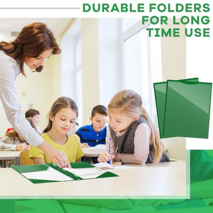 Henoyso 36 Pcs Plastic Folder with Clear Front Pocket, Dark Green - color: Dark Green