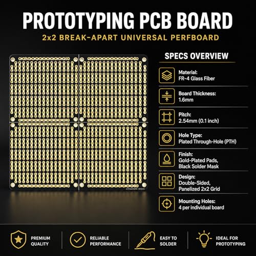 3-Pack Prototyping PCB Board, Gold-Plated, Solderable