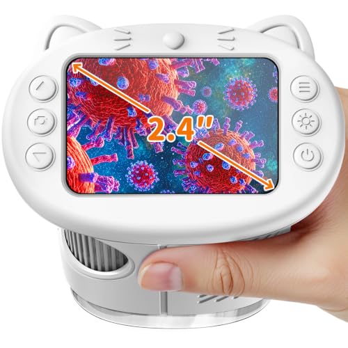 1000X Handheld Digital Microscope for Kids, 2.4" IPS Screen STEM Toys - color: White