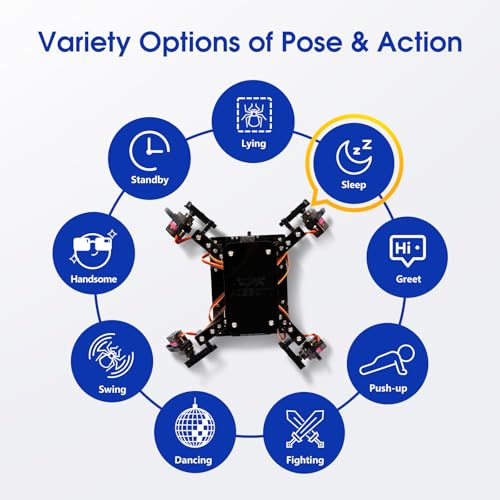 STEM Toys Programmable Bionic Spider Robot Kit with ESP32 Development Board Max V1.0, Science Kit for Kids Age 8-12, Arduino Compatible USB-C WiFi Bluetooth MicroPython