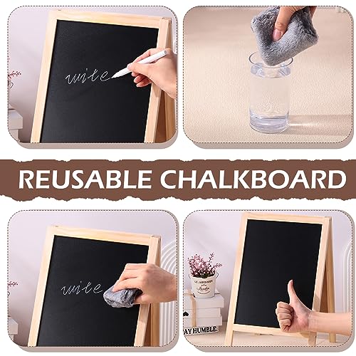 Qilery 4 Pieces A Frame Tabletop Double Sided Chalkboard Sign Gifts for 10 x 16 Inch Double Sided Chalkboard Wooden A Frame Sandwich Board Signs for Tabletop Restaurant Wedding Business
