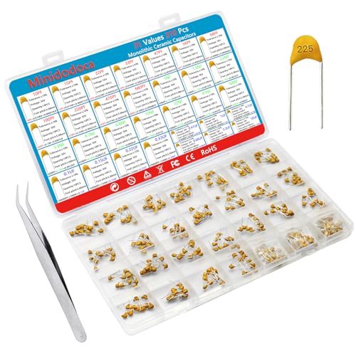 31 Value 310 pcs Multilayer Monolithic Ceramic Capacitor Assortment kit 10pf－10uF Individual Box Lid pf nf uf (310 pcs)