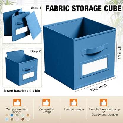 10 Pack Fabric Storage Cubes with Label 11" Collapsible Cube Bins, Boho - color: Boho, size: 11 Inch