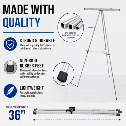 U.S. Art Supply 66" High Boardroom Classroom Silver Flip Chart Easel