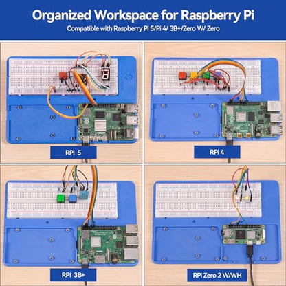 SunFounder RAB Holder Breadboard Kit for Raspberry Pi Compatible with Arduino Uno R4 Minima/WiFi/Uno R3/Mega R3, Raspberry Pi 5 4B 3B+ 3B 2 Model B and 400 830 Points Breadboard - color: Pi4 RAB Holder Kit