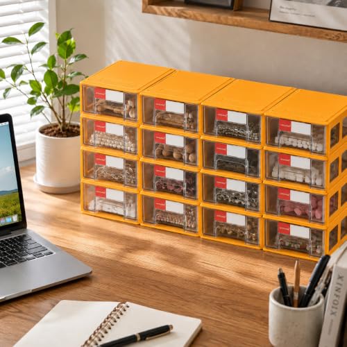 16 Pack Stackable Desk Organizer Drawers for Craft Storage Yellow - color: Yellow
