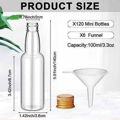 3.3 oz 120 Pcs Mini Liquor Bottle Plastic Alcohol Bottle, Gold - color: Gold, size: 3.3 oz