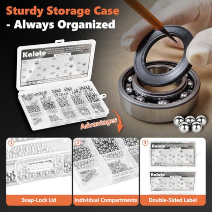 650 Pcs 304 Stainless Steel Bearing Balls Kit, 1mm-8mm Sizes - size: 650PCS 1mm-8mm