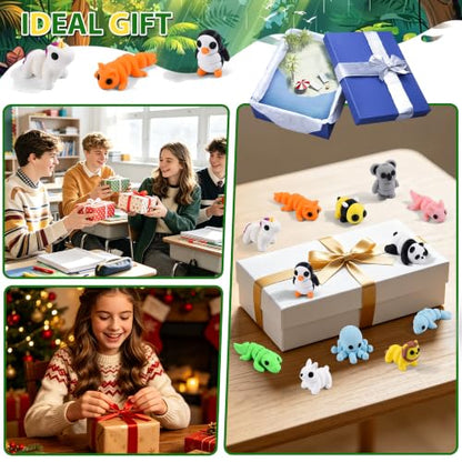 12 Pack 3D Printed Land Animal Toys Flexible PLA Wildlife Desk Set - size: Mini Animals, style: 12 PCS