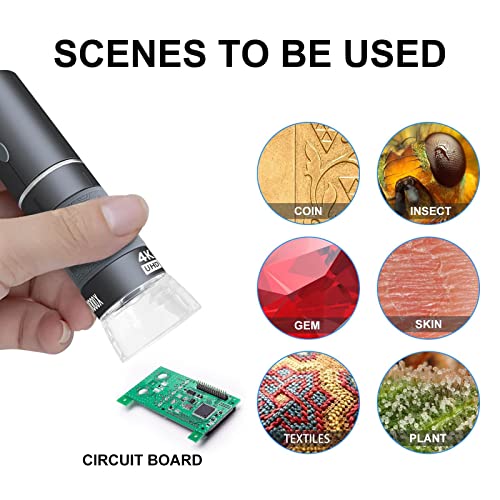 4K WiFi Microscope for iPhone Android PC, 50-1000X USB Digital Microscope Wireless Super HD Endoscope Camera Compatible with All Cellphones iPad Android Tablet Windows Mac Chrome Linux - color: Grey