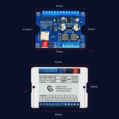 Voice Playback Module with 1GB Card,80W Low Lever Trigger DC 9-24V CH358D Chip Support USB Download, MP3 Hardware Decoding,10-Way Button One-to-One,8 Combined Voice Board for Industry Broadcast. - size: JR-CH358D-TF-Voice Playback Board