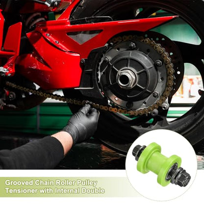 PATIKIL 10mm Grooved Roller Pulley Tensioner Green Chain Roller Pulley - color: Green