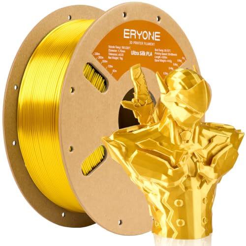 ERYONE Silk Filament PLA+ 1.75mm Upgraded Shiny 3D Printer Filament, Gloss Finish, Fit Most FDM Printer Stable Printing,1kg (2.2LBS)/Spool, Light Gold - color: Silk Pla+ Light Gold