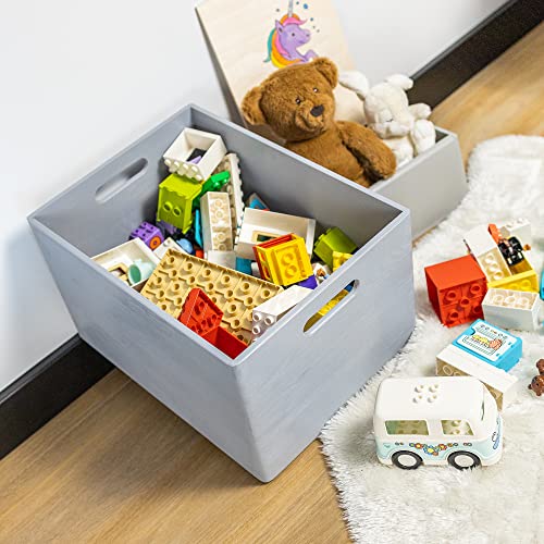 Creative Deco XXL Gray Wooden Crate Nesting Crate Handles - color: Grey, size: XXL