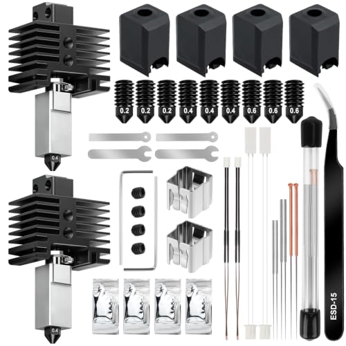2Pack Hotend Kit for Bambu Lab X1C/X1/X1 Carbon 3D Printer, High Speed Printing X1C Hot End with Hardened Steel Nozzle 0.2/0.4/0.6mm Replacement Cleaning Kit Hotend for Bambu Lab X1 Series 3D Printer - size: X1C Hotend Kit4