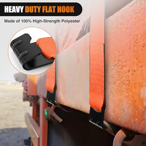 Nilight Truck Straps 4" x 30' Heavy Duty Tie Down with Flat Hooks - color: 4in x 30ft Truck Straps 2PCS Orange