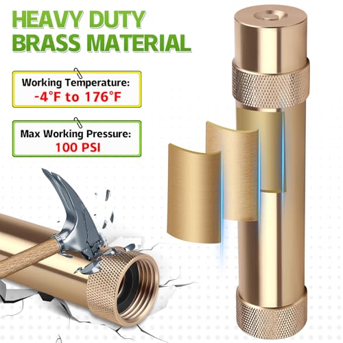 Brass Garden Hose Nozzle, 3/4inch GHT Adjustable Twist Spray Nozzle, 2 Pack